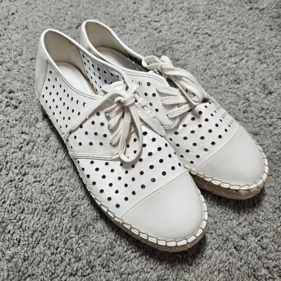 Nine West Gigantico White Star Platform Espadrilles Size 10.5M - Picture 2 of 8